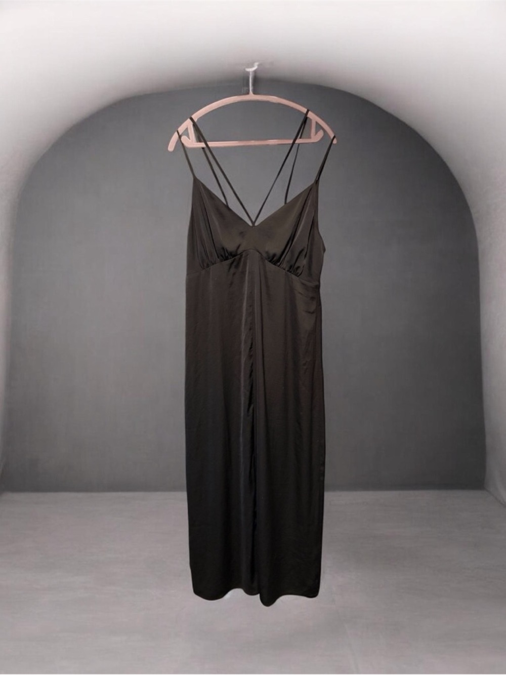 Forever 21 Plus Black Satin Spaghetti Strap Dress